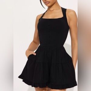 black tiered ruffle romper